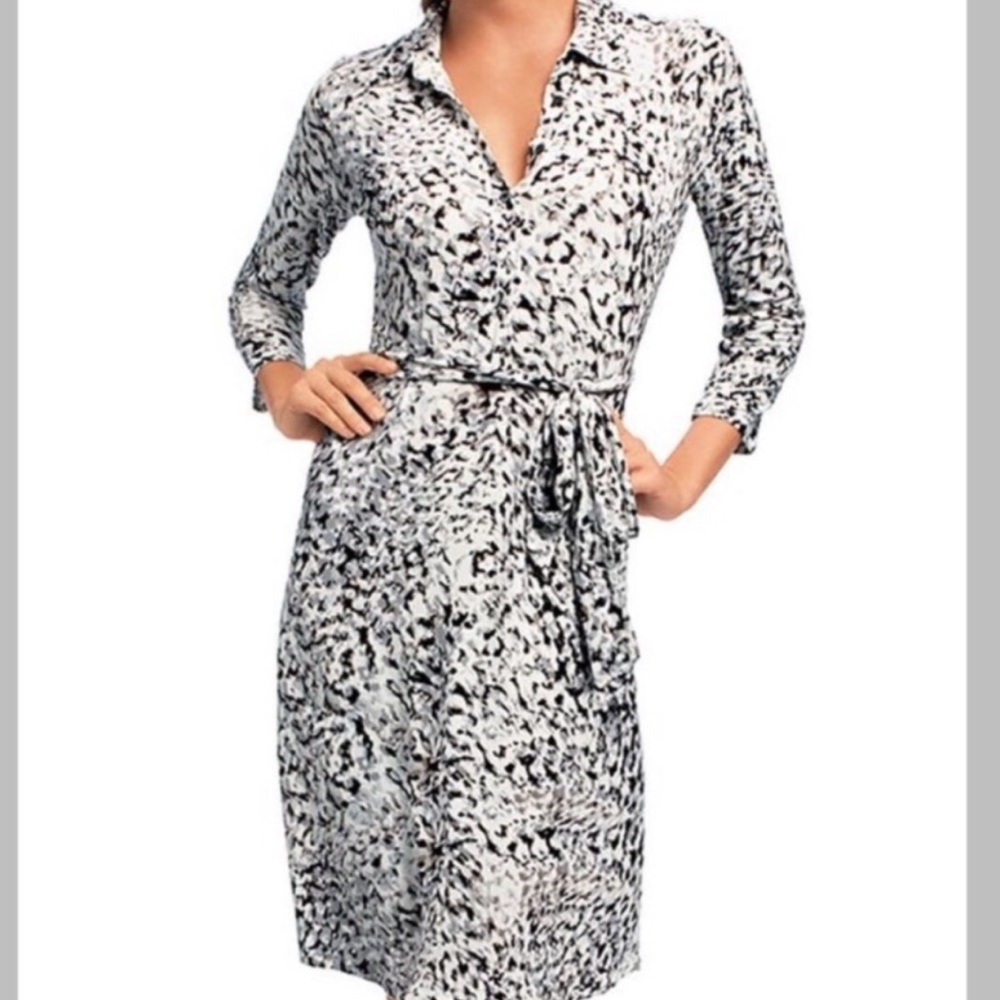 NEW Cabi Abstract Printed Collared Button Up Shirt Jersey Dress 822